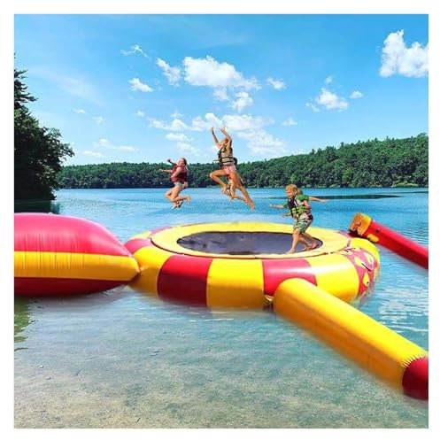HEIDOUOZ Rimbalzatore Gonfiabile dell'Acqua, Trampolino Acquatico ricreativo con Scivolo/Tubo/Cuscino da Salto, Piattaforma di Nuoto Portatile(13FT/4M)