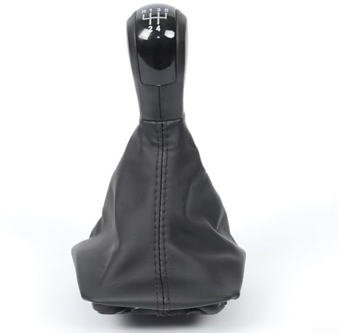 HEIBTENY Pomo de palanca de cambios de 5 velocidades, con funda de cuero para Skoda Octavia 2 A5, 2004-2012, pieza de repuesto de plástico negro