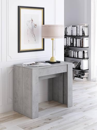 Dmora - Console Extensible Maclodio, Transformable en Table à Manger, Gain de Place et Extensible jusqu'à 237 cm, 90-237x76,6x90 cm, Gris