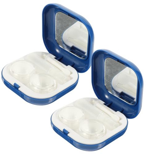 VALICLUD 2 Sets Box Kontaktlinsenbehälter Für Augen Kontaktlinsenbehälter Kontaktlinsenhalter Kosmetischer Linsenbehälter Kontaktlinsenboxen Kontaktlinsenbehälter Kontaktlinsenzubehör Blau