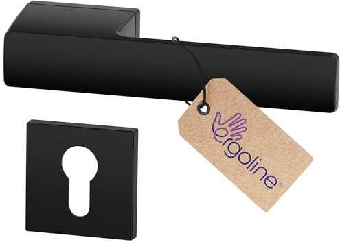 ERGO line MAGNUM Massives Design, Schwarz Türbeschlag, Türgriff PZ - Profilzylinder Set, Rosettenlose Türgriffgarnituren, Schwarz Türklinke, Türdrücker