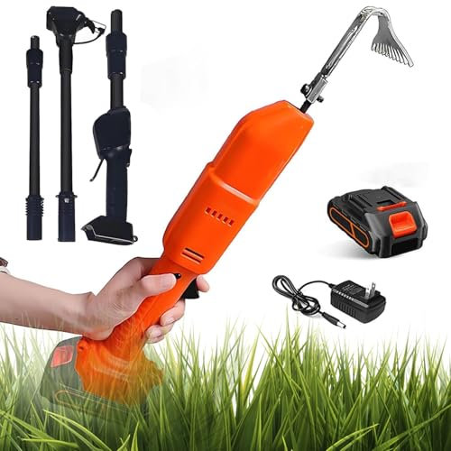 Cultivador Hoe, Weeder Eléctrico con Poste Telescópico Y Batería De Litio, Herramientas De Jardinería 2 En 1 Y Rastrillo, Manejo De Cavación Eléctrica, para Aflojar El Suelo Y La Hierba De La Hierba