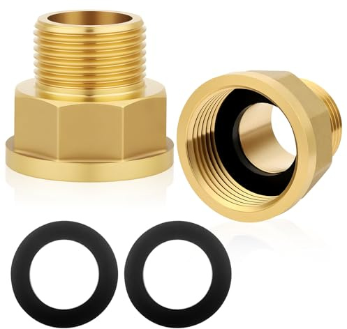 Flintronic 2 PCS 3/4 Macho a 1 Hembra BSP Roscado Latón Accesorios Reductor | Octágono Conector Reductor de Tubería Roscada, con Anillo de Aellado, para Agua, Gas, Sistemas de Tuberías de Petróleo