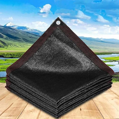 KSQP Rete Ombreggiante, Telo Ombreggiante Occhiellato Rete Oscurante Vela Ombra Tessuto Ombreggiante Traforato Oscurante 90% Anti-UV Antistrappo Giardino/Domestico/Pianta/Terrazzo,black-5x5m