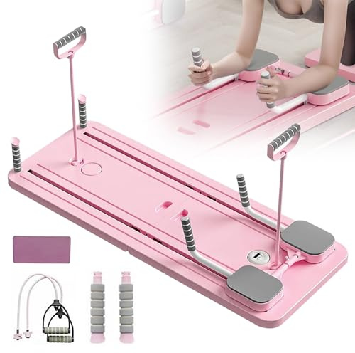 LUPATDY Pilates Reformer, Multifonction Planche Pilate Pliable pour Maison, avec Compteur, Rebond Automatique pour la Force de Base et Les Abdominaux, pour Gym à Domicile (Rose)