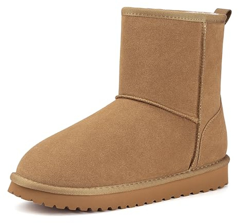 Mishansha Damen Winterschuhe Warm Gefüttert Winterstiefel Hellbraun Gr.41