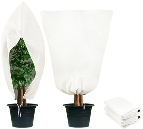Zhiaek Housse d'hivernage pour Plantes Exterieur avec Cordon de Serrage et Zipper Housse de Protection Voile Hivernage Citronnier Plantes Blanc 0.8x1.2M 2PCS