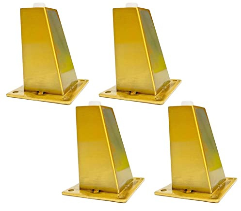 Set di 4 gambe a cono in acciaio inox, base in gomma antiscivolo, piedini di ricambio per divano, mobile TV e letto, 10 cm, design a cono obliquo