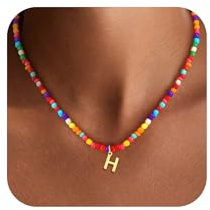 SLOONG Geschenk Einschulung Mädchen - Bunte Buchstaben Perlenkette Damen | Wasserfest Kette mit Buchstaben Hypoallergen Halskette Geburtstagsgeschenk Geschenke für Frauen Mädchen Kinder Schmuck