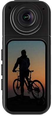 Fotocamera Sportiva, Videocamera d'azione con Pollice da 2,7K, Rotazione di 180°, videoregistratore for riprese Video in Auto e Moto per vlog di Ciclismo/Animali Domestici(Black)