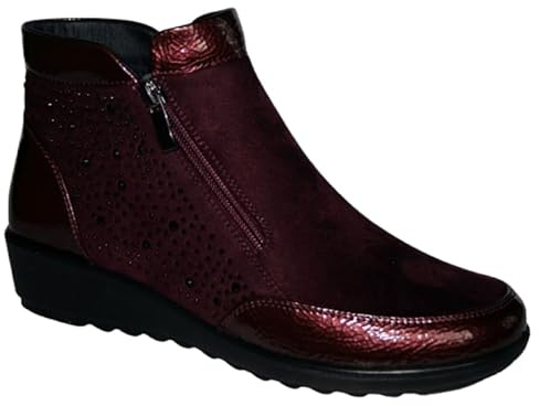 Cushion Walk Ladies Womens Wedge Heel Smart Casual Ankle Boots in Sizes 4-8 (Burgundy, 8 UK, UK Footwear Size System, Adult, Women, Numeric, Medium, 8)
