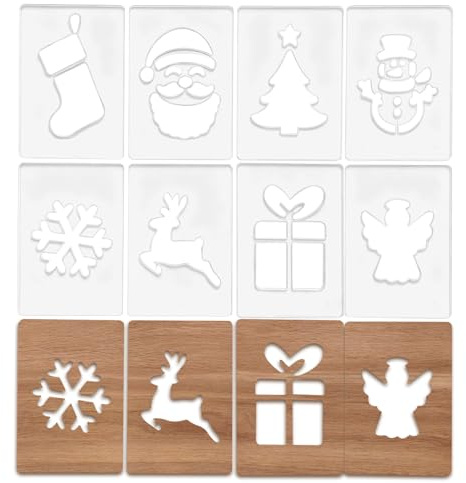 8 Stück Acryl Fräser Vorlage, Acryl-Fräs-Vorlage Für Weihnachten, Mit Weihnachtsmotiv Weihnachtsmann Weihnachtsbaum Schneeflocke Für Holzbearbeitung, Kurvige Tracing-Schablonen