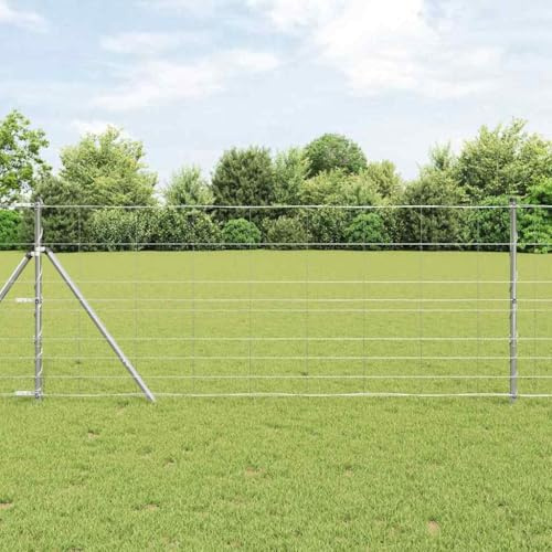 Wildzaun Grau 1x10m Stahl, Robuster Gartenzaun, Maschendraht Gitter für Hühner, Geflügel, Schutz von Pflanzen, Langlebiges Metallnetz