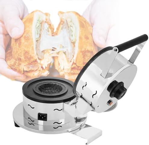 Macchina per hamburger, piastra per waffle rotonda commerciale, pressa per hamburger elettrica in acciaio inox, stampo per hamburger con impugnatura antiscivolo, rivestimento antiaderente, 1