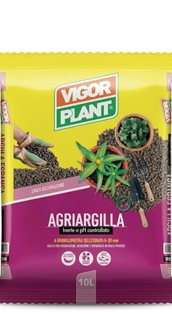 Agriargile 10L | Argile expansée pour plantes 8-20 mm, inerte au pH contrôlé, idéal pour le drainage, l'aération et la décoration de pots, jardinières et hydroculture