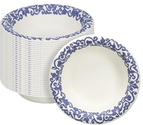 Cherypick Paper Bowls 16 oz (470 ml), 30 Pack Salad Bowls Disposable | Heavy Duty, Microwave Safe, Leak Resistant for Salads, Pasta, BBQs, Picnics, Garden Parties and Family Meals