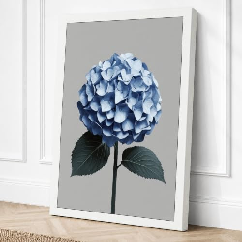 Blue Hydrangea Botanical Canvas Wall Art Print 30x20 Inch | Ready to Hang, Gallery Wrapped, Fade-Resistant Inks, Securely Packaged, UK Made
