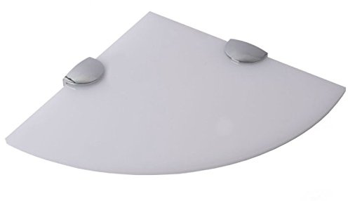 Eckregal aus gehärtetem Glas für Bad, Schlafzimmer, Büro, mit verchromten Regelstützen, Länge: 300 mm, Glasdicke: 5 mm
