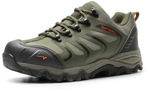 NORTIV 8 Men's Low Top Waterproof Hiking Shoes Trekking Trails Outdoor Work Shoes,Size 11,Army/Green/Black/Orange,160448_Low