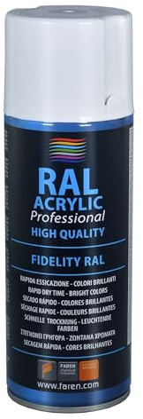 FAREN RAL ACRYLIC, Vernice spray Acrilica 100%, Smalto FIDELITY RAL, Colori Brillanti a Rapida Essiccazione, 400ml (1, RAL 5012 BLU LUCE)