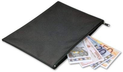 Rheita Geldtasche, Banktasche aus Nylon mit Reißverschluss, schwarz, ca. 25 x 18cm