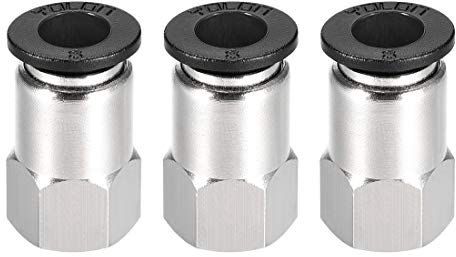 sourcing map Conector Manguera Empuje, Racor Neumatico Recto, Tubo de 8mm Diámetro Exterior x 1/8PT Hembra, Adaptador Manguera Tubo, Enchufe Rapido Neumatico, 3 Piezas