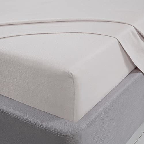 Sleepdown Dra-på-lakan, 100 % borstad bomullsflanell, lyxiga sängkläder, mjuka mysiga 25 cm 10 tum, lakan, lakan, vitt – enkelt