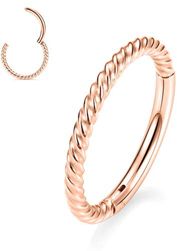 AROWRO 16g Knorpelohrring Nasenringe 8mm Nasenring 16 Gauge Nase Hoop Helix Ohrringe Septum Ring Clicker Lippenringe Nasenpiercing Schmuck Chirurgenstahl Roségold Creolen Für Frauen