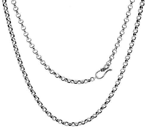 Bishilin Kette Herren 925 Silber ohne Anhänger, 5MM Rolokette mit Hakenverschluss Silber Halskette 45CM Freundschaftskette für Männer