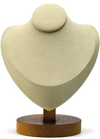 Oirlv Premium Holz Halskette Display Stand Schmuck Showcase Display Büste Kette/Schaufensterpuppe(9,5cm x18,5cm) (Cremeweiß)