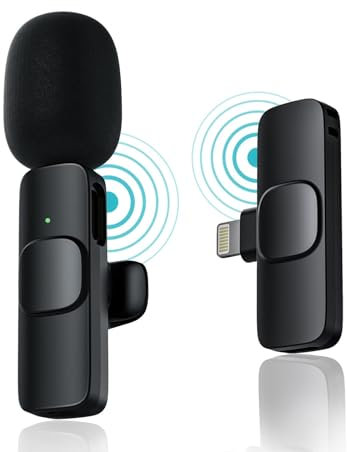 Kabelloses Lavalier-Mikrofon für iPhone iPad, Plug and Play, Geräuschreduzierung, automatische Synchronisierung, Vlogger, Interview (keine App oder Bluetooth erforderlich)
