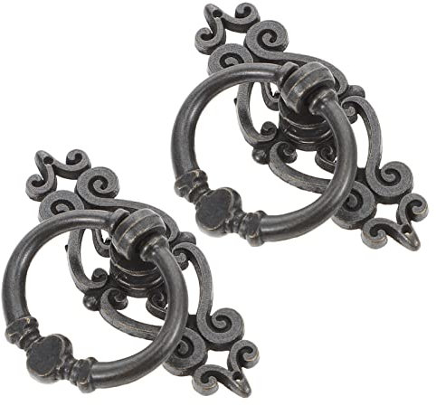 DOITOOL Cabinet Knobs Sliding Door Handle 6pcs Ring Handle Antique door knocker for Front Door Cabinet Door Drawers Cupboard Ring Handle Retro Knob Coffee Cabinet Knobs Sliding Door Handle