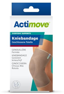 Actimove EVERYDAY SUPPORTS - Ginocchiera con rotula chiusa, compressione solida, robusta, design Helix, per sovraccarico e dolore cronico al ginocchio, beige, L