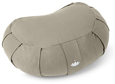 Lotuscrafts Cojin Zafu Meditación Media Luna SIDDHA - Altura 15 cm - Relleno de Espelta - Cubierta en Algodon Lavable- Cojin Suelo - Cojin Yoga Media Luna - Meditation Cushion - Certificado Gots