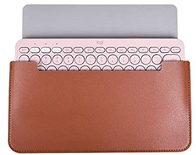 Hosoncovy PU Leather Portable Keyboard Carrying Case Storage Bag Travel Case Dustproof Protective Case for Logitech K380 Multi-Device Bluetooth Keyboard (Brown)