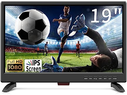 Feihe - TV de visualización plana LED HD de 19 pulgadas con visualización IPS de 1080p con sintonizadores duales digitales ATSC/HDMI/VGA/AV/USB, altavoces duales integrados de 12 voltios, adecuados