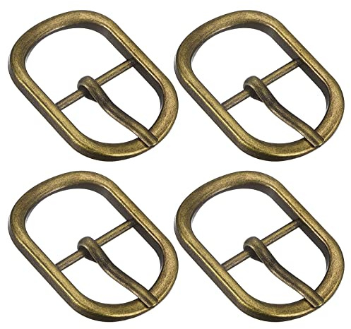 sourcing map Metall Rollschnalle, Gürtelschnallen Dorn Schnallen Verschluss, Oval Mittelstange Schnalle für Taschen Leder-Gürtel Schuh Geldbörse Zubehör