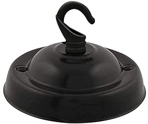 LEDSone Ceiling Rose Hook Plate Vintage Matt Black Metal 10.5 cm Antique Single Out Side Fitting with Accessories for Chandliers Pendant Lights Wall Lamps Hanging Lights Planters Decorations