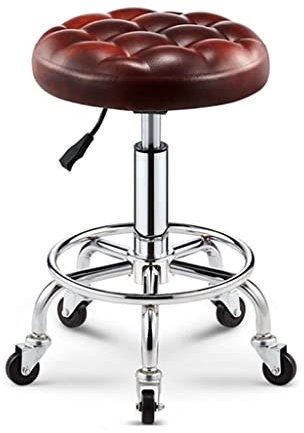 Automotive Mobile Rolling Mechanics Stool, Indoor Home Roller Mobile Seat, 360° Rotation Universal Swivel Wheels, Liftable Home Round Roller Seat Stool, Portable Chair (Color : Reddish Brown)
