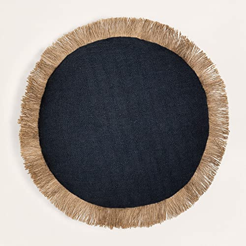 SKLUM Rundes Baumwollkissen (Ø40 cm) Paraiba Schwarz