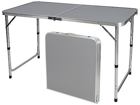 Sunny Days Campingtisch, faltbar, aus Aluminium, grau, 120 x 60 x 67 cm
