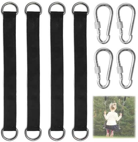 KtbeYTi 4 Stück Baumschaukelgurte Schwarz für Indoor & Outdoor