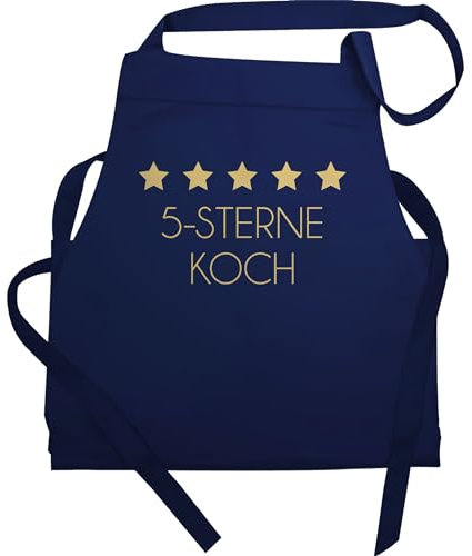 Shirtracer Schürze - Kochschürze Herren 1-5 Sterne Koch - Geschenk Hobbyköche Papa Weihnachten Vatertag Geburtstag Opa - 60x87 - Navy Blau - küchenschürze weihnachtsgeschenke geschenke für köche