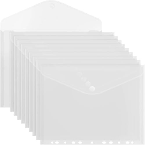 ACROPAQ Dokumentenmappen - Großpackung mit 10 A4-Dokumentenmappen mit Haken- und Schlaufenverschluss - Transparent - 11 Löcher und strapazierfähige 0,17 mm Dicke - dokumentenhülle