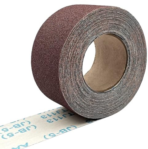 Rouleau de papier abrasif grain 80, 7,5 cm x 15 m, oxyde d'aluminium, émeri, papier abrasif prêt à couper pour ponçage, polissage et élimination de la rouille