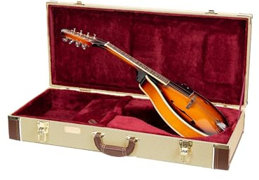 Crossrock Rectangular Wooden Case fits F-Style Mandolin-Vinyl Tweed(CRW620MFTW-R)