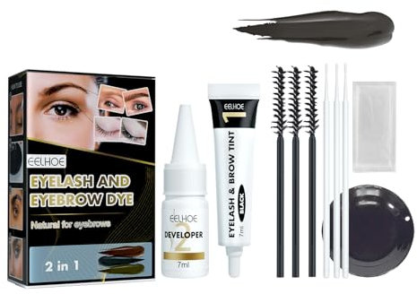 Kit de Tinte de Cejas y Pestañas Juego de tinte para pestañas y cejas a prueba de agua a prueba de manchas Color duradero A prueba de sudor Fácil de usar