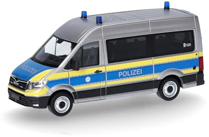 Herpa Modellauto MAN TGE Bus Hochdach Polizei Bayern, Miniatur im Maßstab 1:87, Sammlerstück, Made in Germany, Modell aus Kunststoff