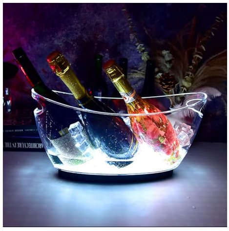 KemNet Cubitera Led, Cubitera Grande De 7 litros, Cubiteras para Hielo, Enfriador De Botellas De Champán, Enfriador De Bebidas con Cambio De Color, para Navidad, Fiesta, Casa, Bar