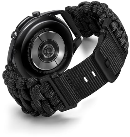 BINLUN 18MM/20MM/22MM Nylon Uhrenarmband Paracord Schnellverschluss Geflochtene Ersatzarmband Smartwatch Sport Schwarze & Silberne Schnalle Passend für Garmin/Passend für Samsung Galaxy
